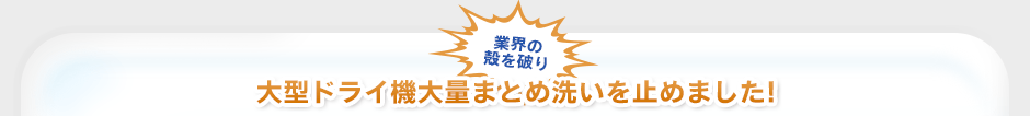 大型ドライ機大量まとめ洗いを止めました！